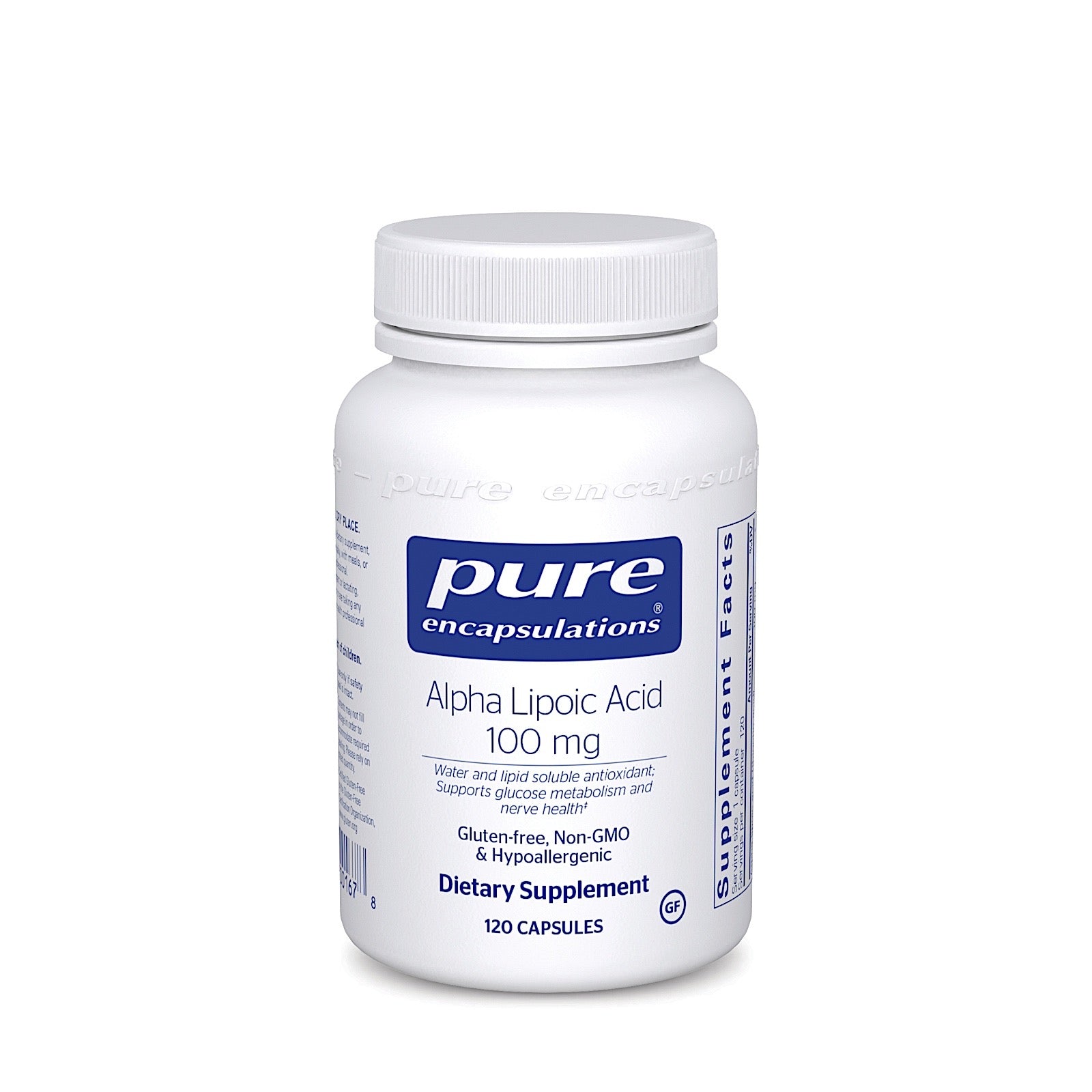 Pure Encapsulations, Alpha Lipoic Acid 100 mg, 120 Capsules UPC 766298001678 | HiLife Vitamins